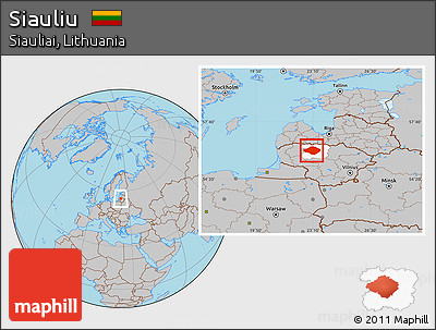 Gray Location Map of Siauliu, highlighted parent region