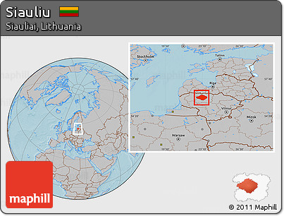 Gray Location Map of Siauliu, hill shading