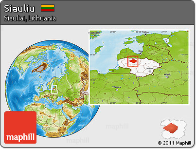 Physical Location Map of Siauliu, highlighted country, within the entire country