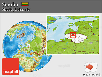 Physical Location Map of Siauliu, highlighted country