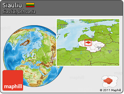 Physical Location Map of Siauliu, highlighted country