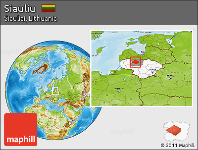 Physical Location Map of Siauliu, highlighted country, highlighted parent region, within the entire country