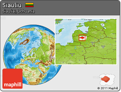 Physical Location Map of Siauliu, highlighted parent region, within the entire country