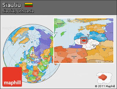 Political Location Map of Siauliu, highlighted country, highlighted parent region