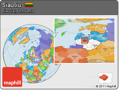 Political Location Map of Siauliu, highlighted country, highlighted parent region