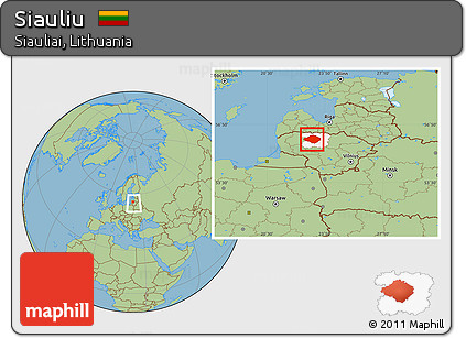 Savanna Style Location Map of Siauliu, highlighted parent region, within the entire country