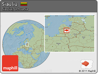 Savanna Style Location Map of Siauliu, highlighted parent region, within the entire country, hill shading