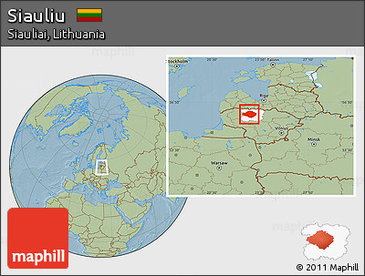 Savanna Style Location Map of Siauliu, highlighted parent region, within the entire country, hill shading