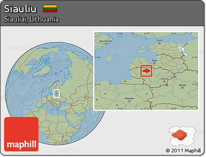 Savanna Style Location Map of Siauliu, hill shading