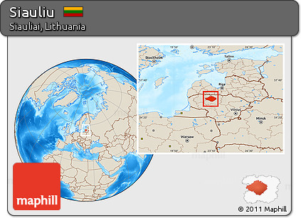 Shaded Relief Location Map of Siauliu