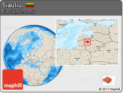 Shaded Relief Location Map of Siauliu