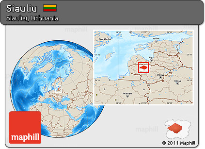 Shaded Relief Location Map of Siauliu, highlighted parent region