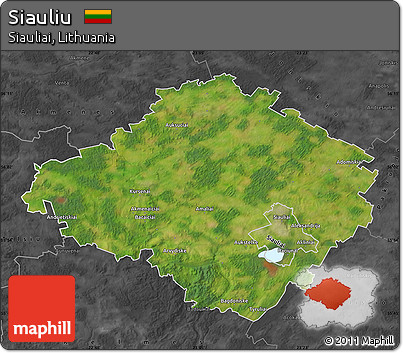 Satellite Map of Siauliu, darken, desaturated