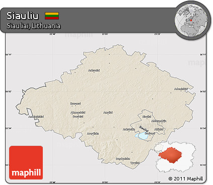 Shaded Relief Map of Siauliu, cropped outside