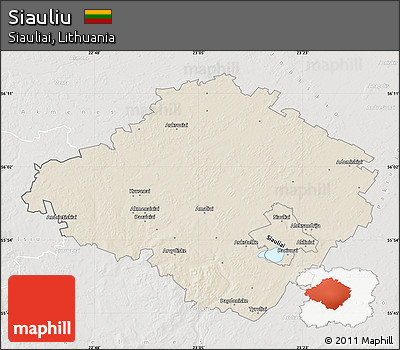 Shaded Relief Map of Siauliu, lighten, semi-desaturated