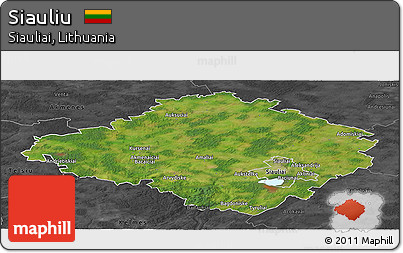 Satellite Panoramic Map of Siauliu, darken, desaturated