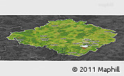 Satellite Panoramic Map of Siauliu, darken, desaturated