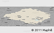 Shaded Relief Panoramic Map of Siauliu, darken, desaturated