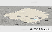 Shaded Relief Panoramic Map of Siauliu, darken, semi-desaturated
