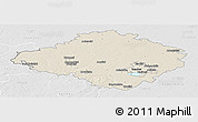 Shaded Relief Panoramic Map of Siauliu, lighten, desaturated