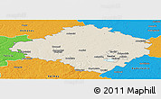 Shaded Relief Panoramic Map of Siauliu, political outside