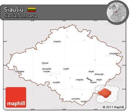 Classic Style Simple Map of Siauliu, cropped outside
