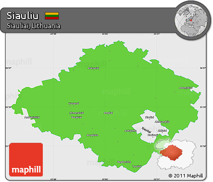 Political Simple Map of Siauliu, single color outside