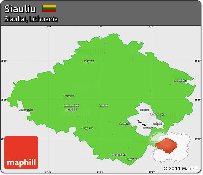 Political Simple Map of Siauliu, single color outside