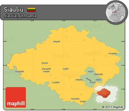 Savanna Style Simple Map of Siauliu, single color outside