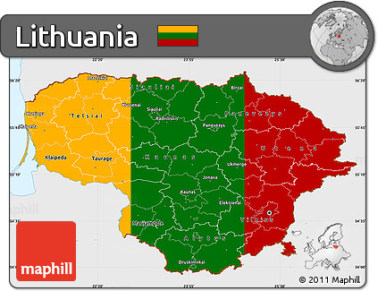 Flag Simple Map of Lithuania, single color outside, flag rotated