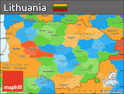 Political Simple Map of Lithuania