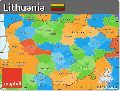 Political Simple Map of Lithuania
