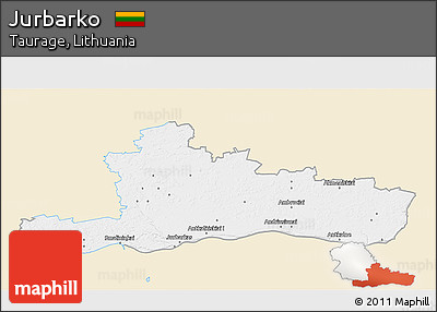 Classic Style 3D Map of Jurbarko, single color outside
