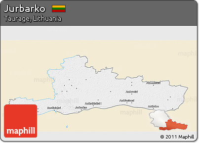 Classic Style 3D Map of Jurbarko, single color outside