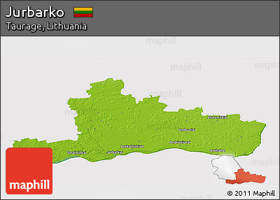 Physical 3D Map of Jurbarko, cropped outside