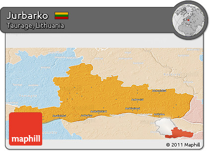 Political 3D Map of Jurbarko, lighten