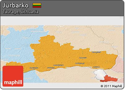 Political 3D Map of Jurbarko, lighten