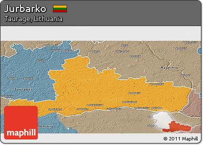 Political 3D Map of Jurbarko, semi-desaturated