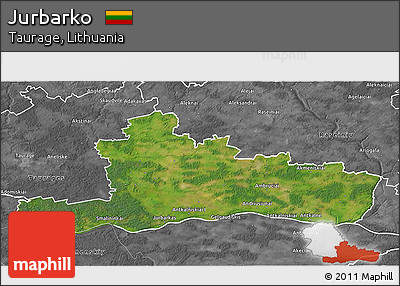 Satellite 3D Map of Jurbarko, desaturated