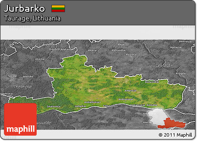 Satellite 3D Map of Jurbarko, desaturated