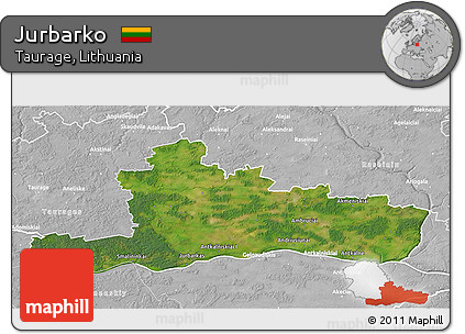 Satellite 3D Map of Jurbarko, lighten, desaturated