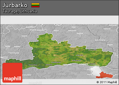 Satellite 3D Map of Jurbarko, lighten, desaturated