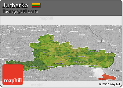 Satellite 3D Map of Jurbarko, lighten, desaturated