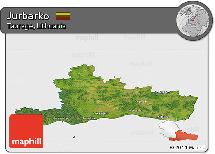 Satellite 3D Map of Jurbarko, single color outside