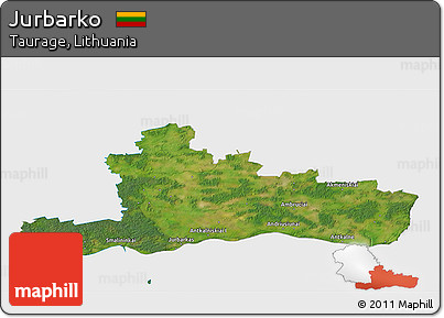 Satellite 3D Map of Jurbarko, single color outside