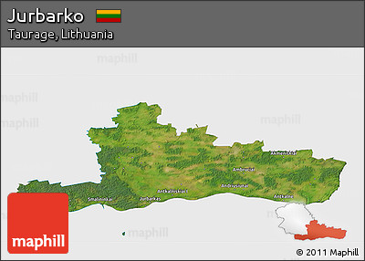 Satellite 3D Map of Jurbarko, single color outside
