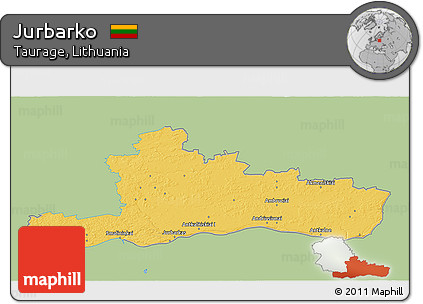 Savanna Style 3D Map of Jurbarko, single color outside