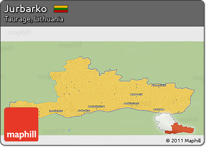 Savanna Style 3D Map of Jurbarko, single color outside