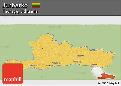 Savanna Style 3D Map of Jurbarko, single color outside