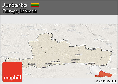 Shaded Relief 3D Map of Jurbarko, lighten